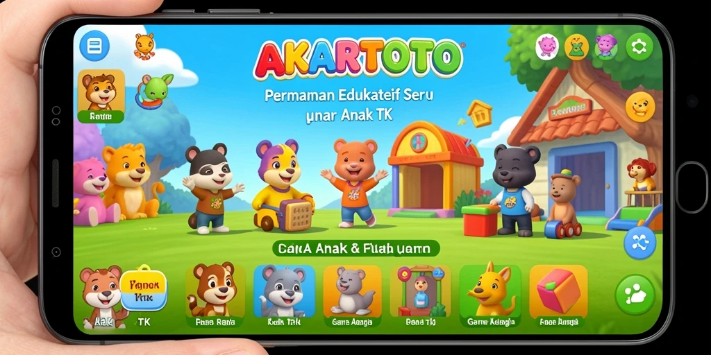 Screenshot AKARTOTO menampilkan antarmuka permainan yang ramah anak.