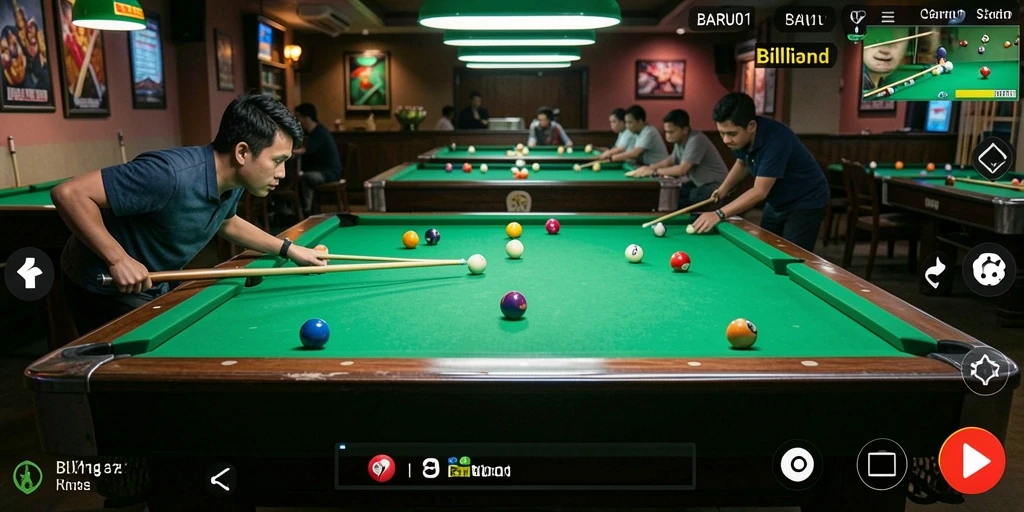 Antarmuka permainan Billiard yang menarik dan intuitif.