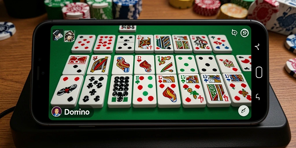 Antarmuka menarik permainan Domino ID098 dengan berbagai fitur.