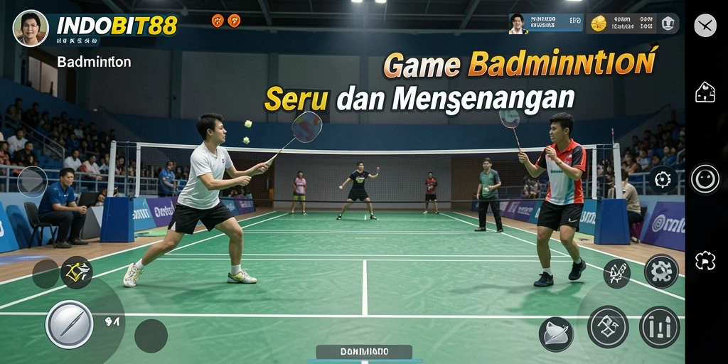Tampilan antarmuka <strong>INDOBIT88</strong> dengan fitur permainan badminton yang menarik.