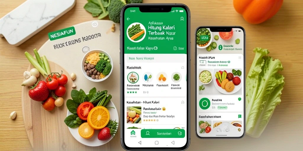 Antarmuka pengguna NESIAFUN yang intuitif untuk menghitung kalori makanan.