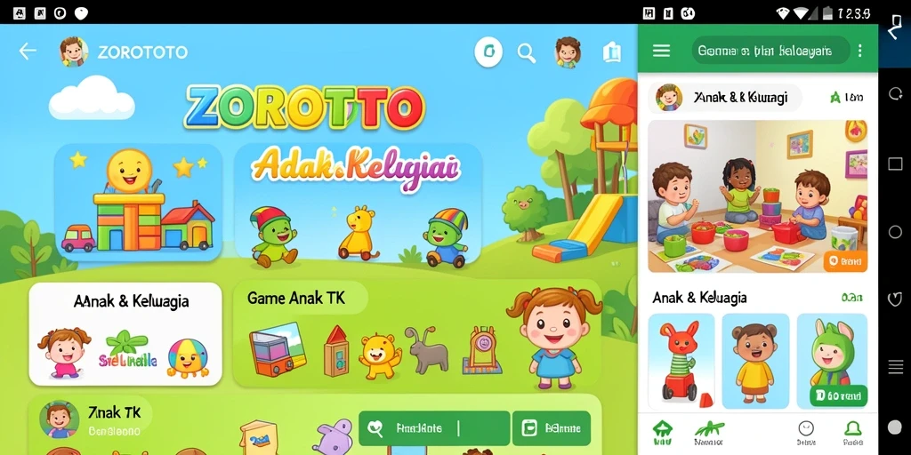 Antarmuka ZOROTOTO yang ceria dan interaktif.